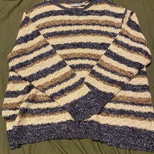 brand fashion bug blue, brown, and cream colored sweater